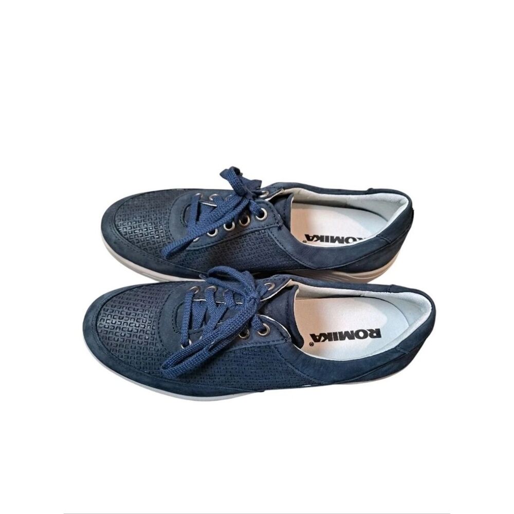 ROMIKA leather low top lace-up Blue sneakers women’s Size 37/ 6-6.5